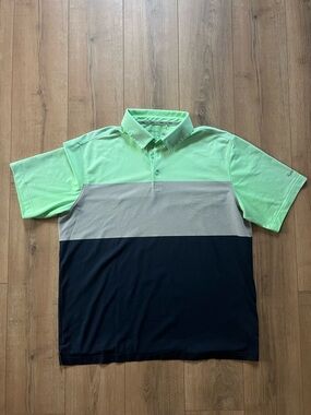 Walter Hagen Mint Green, Gray & Navy Colorblock Golf Polo